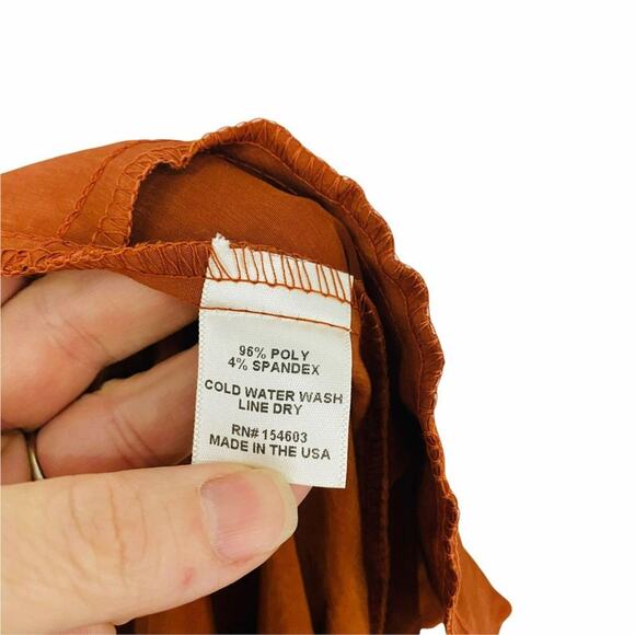 Paisley Raye Hydrangea Pant Burnt Orange Elastic Waist Pants Womens 1X - Picture 5 of 7